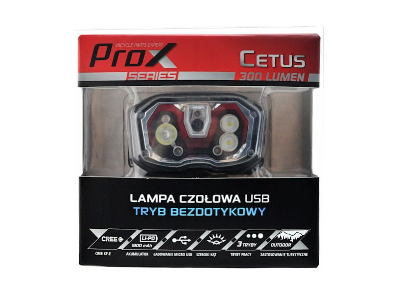 PROX Lampa czołówka CETUS 4Led 300lm 1800mAh