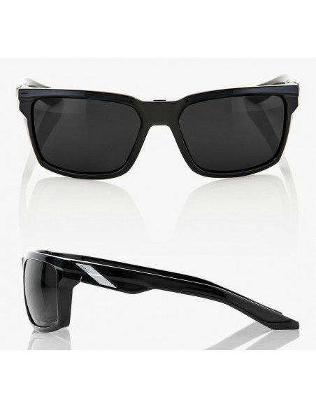 100% Okulary DAZE Polished Black Grey PEAKPOLAR Lens