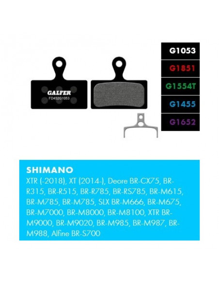 GALFER klocki hamulcowe Shimano 2 tłoki Deore / SLX / XT / XTR